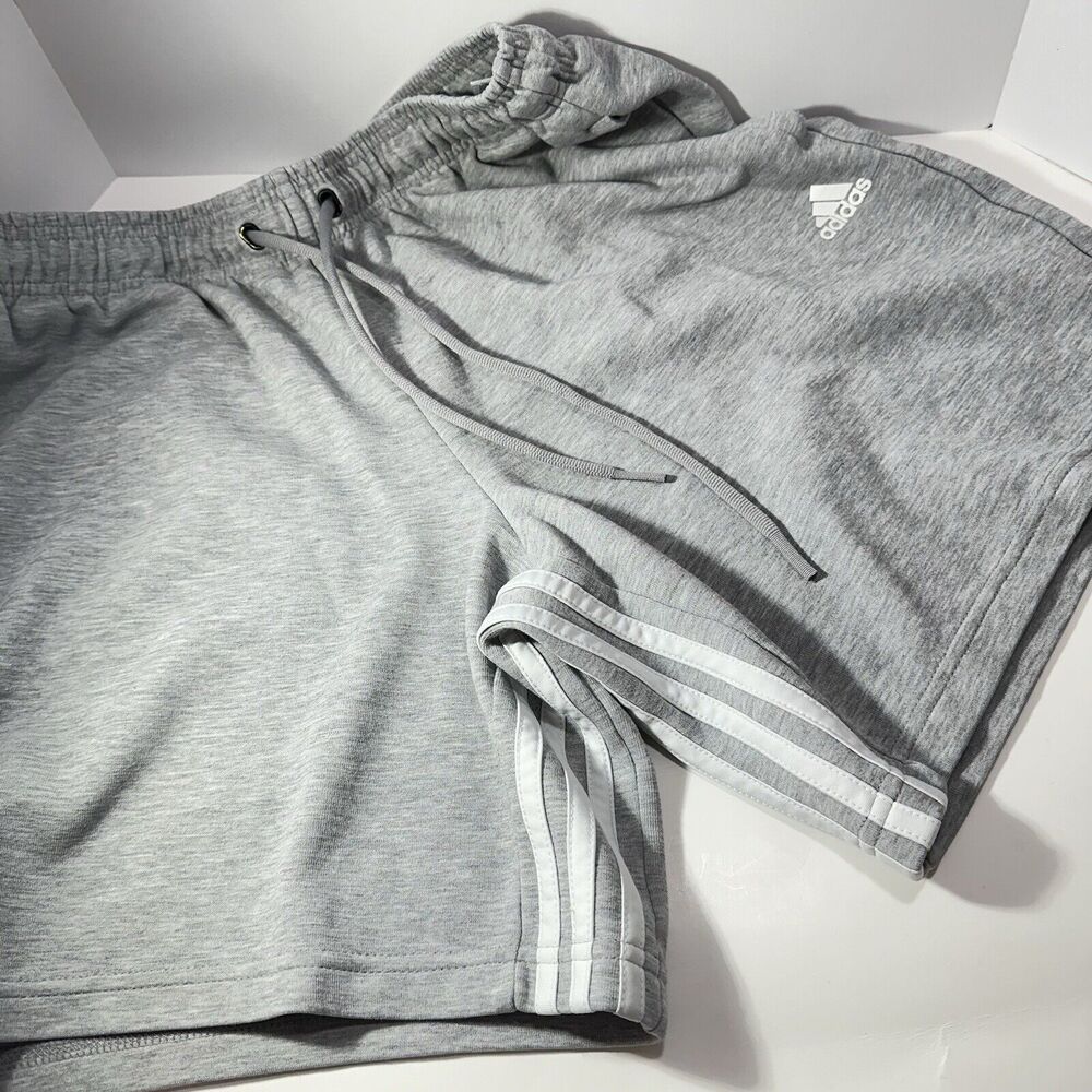 Adidas Sweat Athletic Shorts Men’s Large Gray 3 Stripes 8” Inseam Jogger Baggy